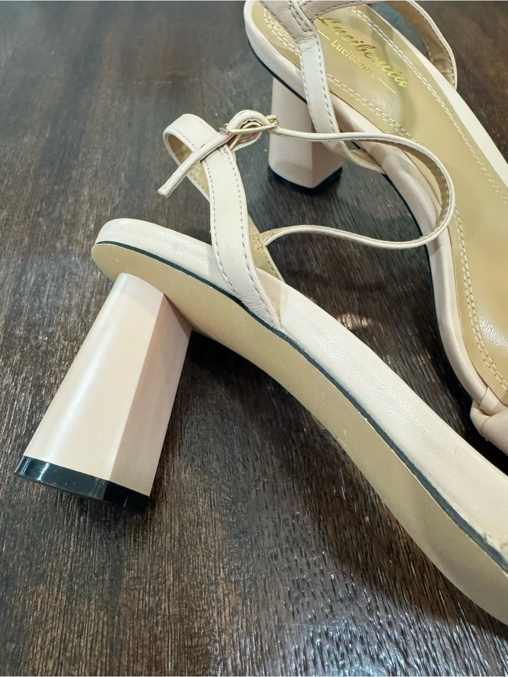 Lucibenita Braided Block Heel Sandal - Nude size 8.5